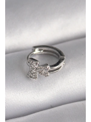 316L Çelik Gümüş Renk Zirkon Taşlı Kurdele Model Tragus Piercing