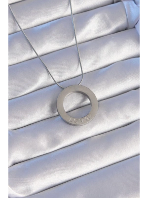 316L Çelik Gümüş Renk Zirkon Taşlı Model Kolye