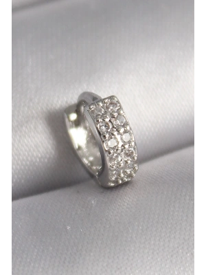316L Çelik Gümüş Renk Zirkon Taşlı Tragus Piercing