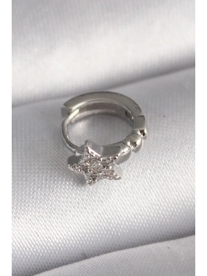 316L Çelik Gümüş Renk Zirkon Taşlı Yıldız Model Tragus Piercing