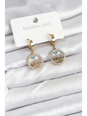 316L Çelik Halka Kelebek Kadın Küpe