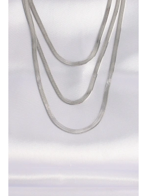 316L Çelik İtalyan Zincir Gümüş Renk Çoklu Kolye