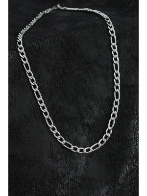 316L Çelik Kalın Figaro Zincir Model Gümüş Renk Erkek Kolye