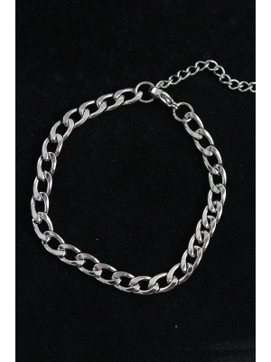 316L Çelik Kalın Klasik Model Gümüş Renk Erkek Bileklik