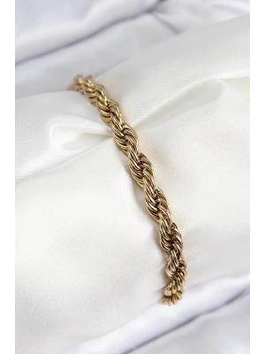 316L Çelik Klasik Burgu Zincir Model Gold Renk Kadın Bileklik