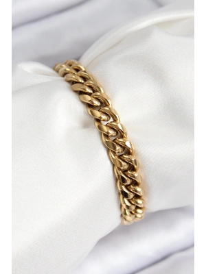 316L Çelik Klasik Kalın Zincir Model Gold Renk Kadın Bileklik