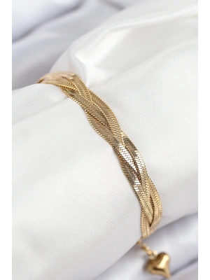 316L Çelik Örgü İtalyan Zincir Model Gold Renk Kadın Bileklik