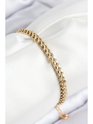 316L Çelik Örgü Zincir Model Gold Renk Kadın Bileklik