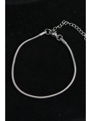 316L Çelik Oval İtalyan Model Gümüş Renk Erkek Bileklik