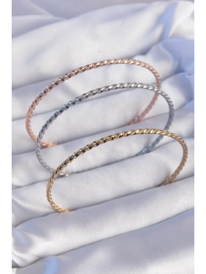 316L Çelik Renkli İnce Burgu Model Ajda Bilezik Seti