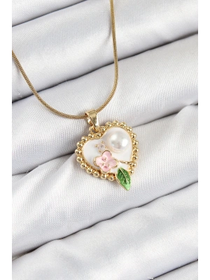 316L Çelik Sanatsal Portre Model Gold Renk Kadın Kolye