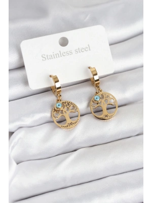 316L Çelik Yaşam Ağacı Model Kadın Küpe