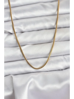 316L Çelik Zincir Gold Renk 60 cm Yılan Zincir Kadın Kolye