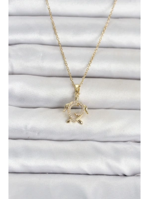 316L Çelik Zincir Gold Renk Caretta Caretta Model Kadın Kolye