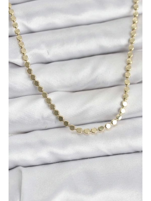 316L Çelik Zincir Gold Renk Ezme Zincir Model  45 cm Kadın Kolye