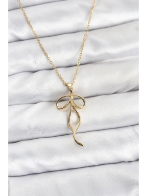 316L Çelik Zincir Gold Renk Fiyonk Model Kadın Kolye
