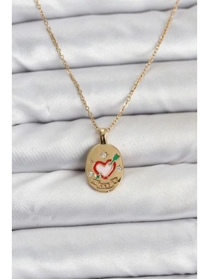 316L Çelik Zincir Gold Renk Kalp Figürlü Kadın Kolye