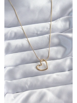 316L Çelik Zincir Gold Renk Kalp Model Kadın Kolye