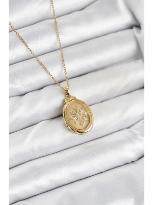 316L Çelik Zincir Gold Renk Kapaklı Açılabilir Model Kadın Kolye