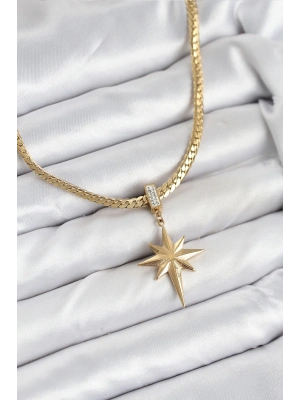 316L Çelik Zincir Gold Renk Kutup Yıldızı Model Kadın Kolye