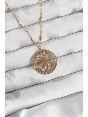 316L Çelik Zincir Gold Renk Lotus Model Kolye