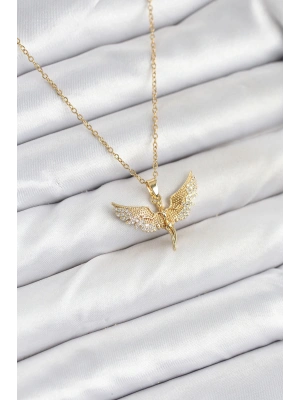316L Çelik Zincir Gold Renk Melek Model Kadın Kolye