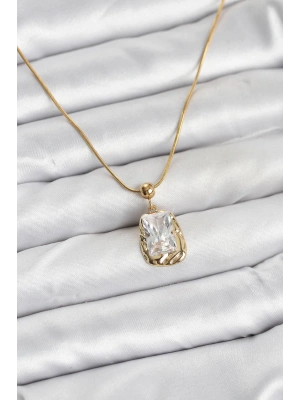 316L Çelik Zincir Gold Renk Zirkon Taşlı Kadın Kolye