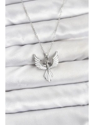 316L Çelik Zincir Gümüş Renk Anka Kuşu Model Kadın Kolye