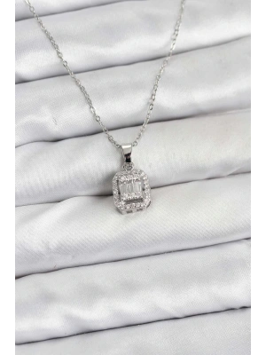 316L Çelik Zincir Gümüş Renk Baget Model Kadın Kolye