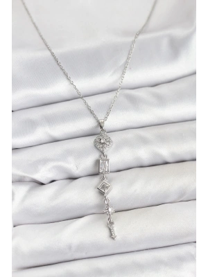 316L Çelik Zincir Gümüş Renk Kutup Yıldızı Enerji Model Kadın Y Kolye