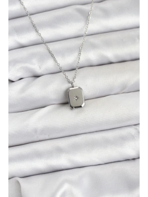 316L Çelik Zincir Gümüş Renk Minimal Kutup Yıldızı Model Kadın Kolye