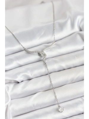 316L Çelik Zincir Gümüş Renk Yılan Model Y Kolye