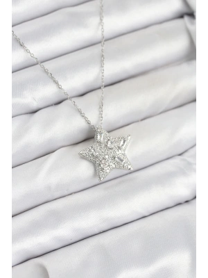 316L Çelik Zincir Gümüş Renk Yıldız Model Kadın Kolye