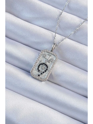 316L Çelik Zincir Gümüş Renk Zirkon Taşlı Minimal Papatya Figürlü Tarot Kolye