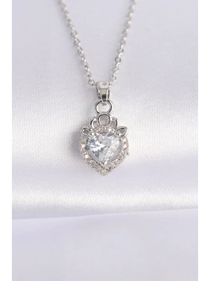 316L Çelik Zincir Gümüş Renk Zirkon Taşlı Rapunzel Kolye