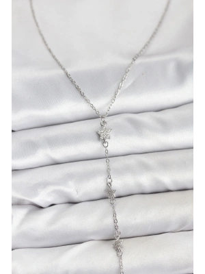 316L Çelik Zincir Gümüş Renkli Yıldız Model Kadın Y Kolye