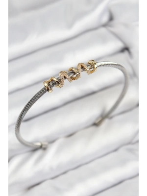 316L Çelik Zirkon Taşlı Model Gold Ve Gümüş Renk Kadın Bileklik