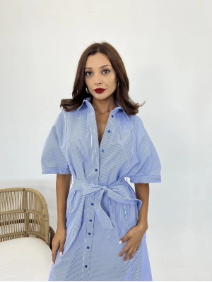 5318 ELBİSE-MAVİ BEYAZ ÇİZGİLİ