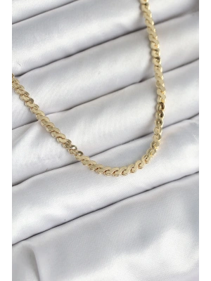 60 cm Gold Renk Pirinç Yassı Zincir Model Kadın Kolye