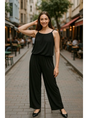 Kadın Rahat Kesim Askılı Bol Paça Sandy Kumaş Fırsat Ürün Tulum-Elbise