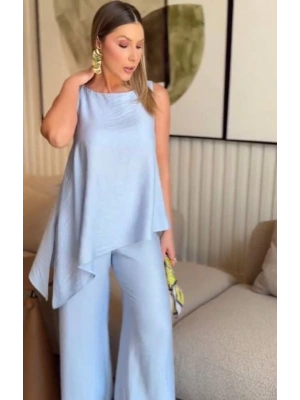 Asimetrik Bluz - Pantolon İkili Takım