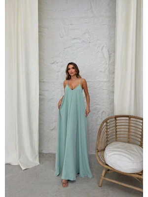 Aerobin uzun elbise çağla yeşili pt