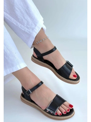 Andana Siyah Cilt Sandalet