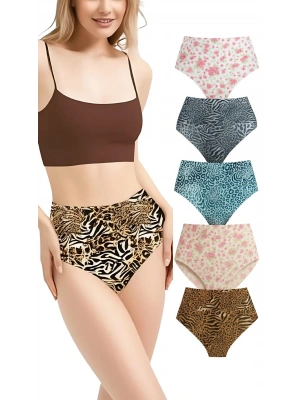 ANI Desenli Lazer Kesim Külot 5li Paket – İz Yapmaz, Yüksek Bel, Günlük Rahat ADZ001