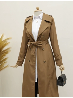 Astarlı Kemerli Trenckot -Taba