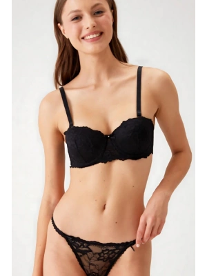 BALENLİ STRAPLEZ DESTEKSİZ SÜTYEN TAKIMI KADIN 4562