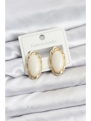 Beyaz Badem Model Vintage Kadın Küpe