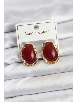 Beyaz Damla Model Pirinç Vintage Kadın Küpe