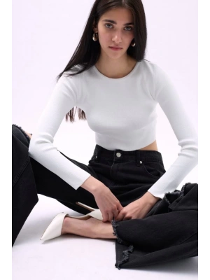 Bisiklet Yaka Dokulu Crop