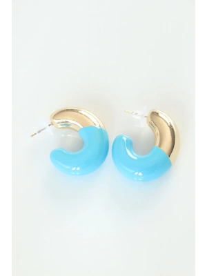 CCB Mavi Gold Çift Renk Küpe